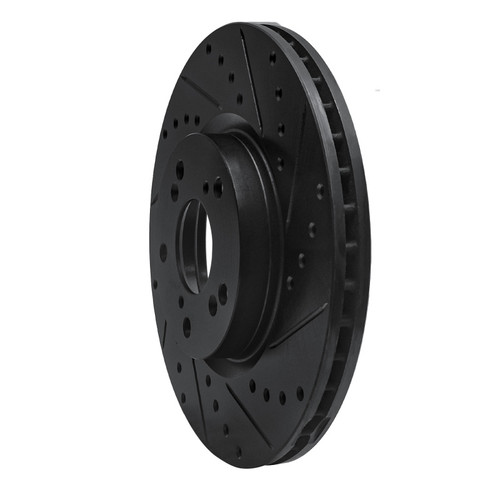 R1 06-14 Honda Ridgeline Rear Right Drilled & Slotted Black Brake Rotor