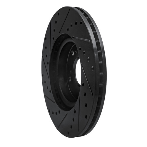 R1 06-14 Honda Ridgeline Rear Right Drilled & Slotted Black Brake Rotor