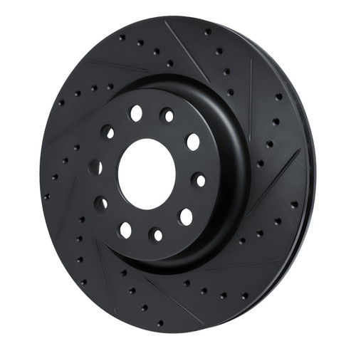 R1 18-25 Jeep Wrangler Front Right Drilled & Slotted Black Brake Rotor