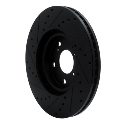 R1 06-14 Honda Ridgeline Front Right Drilled & Slotted Black Brake Rotor