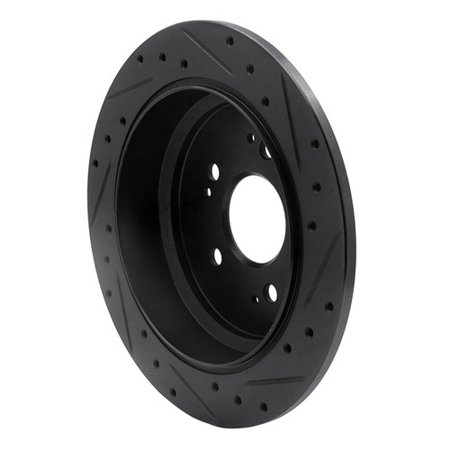 R1 05-10 Honda Odyssey Rear Left Drilled & Slotted Black Brake Rotor