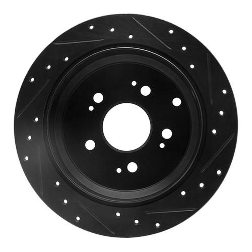 R1 05-10 Honda Odyssey Rear Left Drilled & Slotted Black Brake Rotor