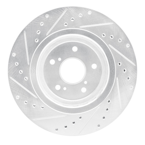 R1 14-20 Acura MDX Front Right Drilled & Slotted Silver Brake Rotor