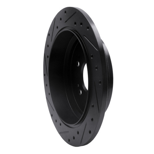 R1 05-10 Honda Odyssey Rear Right Drilled & Slotted Black Brake Rotor