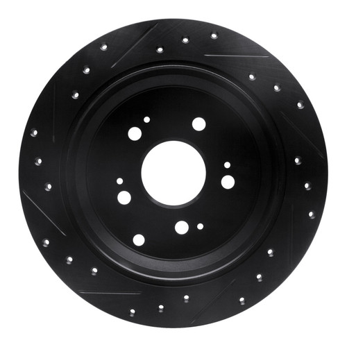 R1 05-10 Honda Odyssey Rear Right Drilled & Slotted Black Brake Rotor