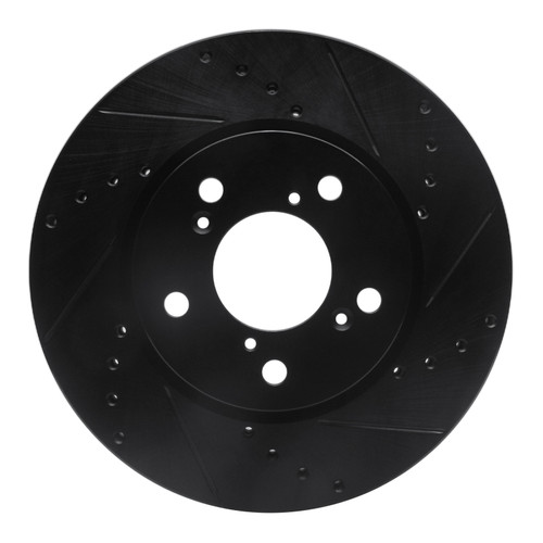 R1 05-10 Honda Odyssey Front Right Drilled & Slotted Black Brake Rotor