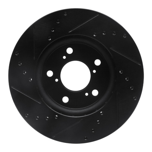 R1 05-10 Honda Odyssey Front Right Drilled & Slotted Black Brake Rotor