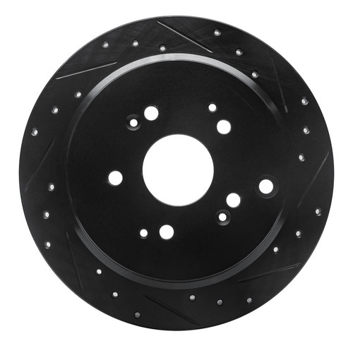 R1 02-04 Honda Odyssey Rear Right Drilled & Slotted Black Brake Rotor
