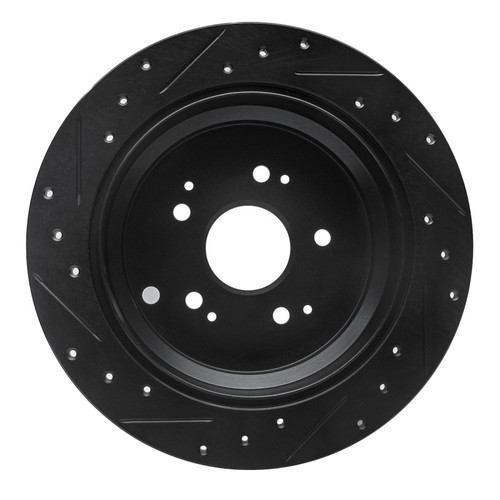 R1 02-04 Honda Odyssey Rear Right Drilled & Slotted Black Brake Rotor