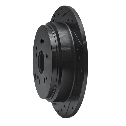 R1 02-04 Honda Odyssey Rear Left Drilled & Slotted Black Brake Rotor