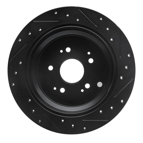 R1 02-04 Honda Odyssey Rear Left Drilled & Slotted Black Brake Rotor
