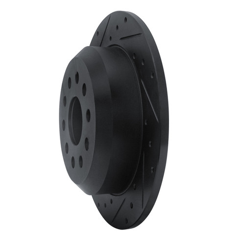 R1 18-25 Jeep Wrangler Rear Left Drilled & Slotted Black Brake Rotor ECB-42041L