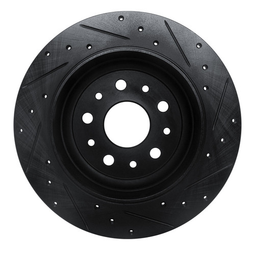 R1 18-25 Jeep Wrangler Rear Left Drilled & Slotted Black Brake Rotor ECB-42041L