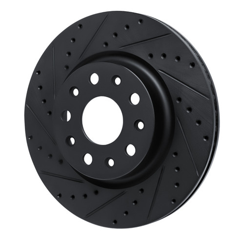 R1 18-25 Jeep Wrangler Front Left Drilled & Slotted Black Brake Rotor