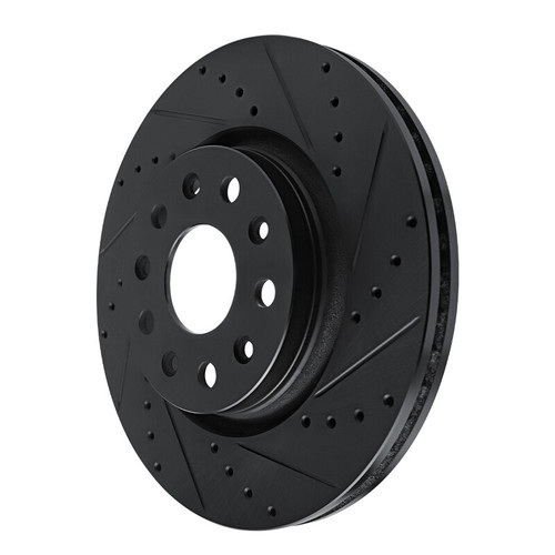 R1 18-25 Jeep Gladiator Front Right Drilled & Slotted Black Brake Rotor