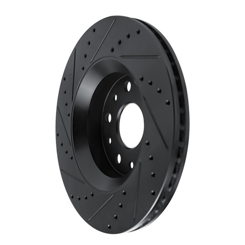 R1 18-25 Jeep Gladiator Front Right Drilled & Slotted Black Brake Rotor