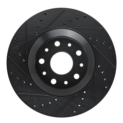 R1 18-25 Jeep Gladiator Front Right Drilled & Slotted Black Brake Rotor