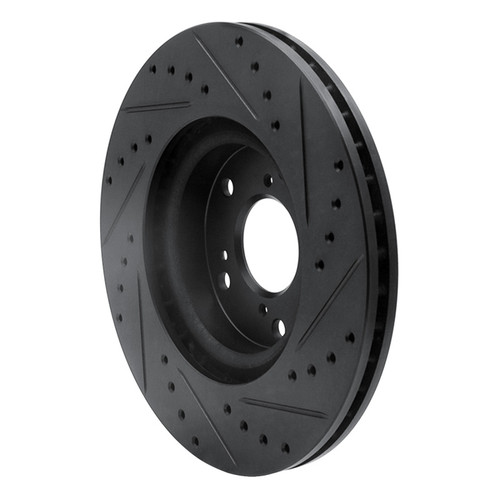 R1 02-15 Acura CSX Front Left Drilled & Slotted Black Brake Rotor