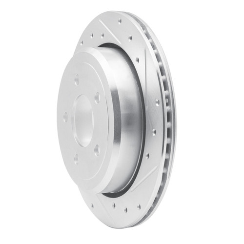 R1 03-11 Ford Crown Victoria Rear Right Drilled & Slotted Silver Brake Rotor