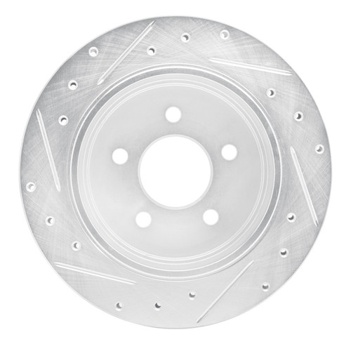 R1 03-11 Ford Crown Victoria Rear Right Drilled & Slotted Silver Brake Rotor
