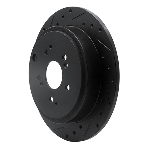 R1 01-08 Acura MDX Rear Left Drilled & Slotted Black Brake Rotor