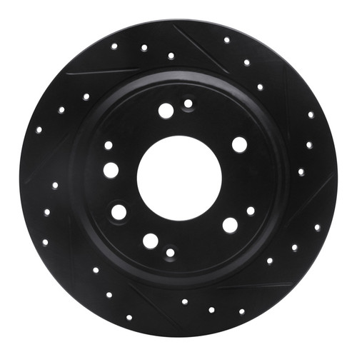 R1 91-99 Acura RL Rear Right Drilled & Slotted Black Brake Rotor