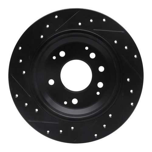 R1 91-99 Acura RL Rear Right Drilled & Slotted Black Brake Rotor