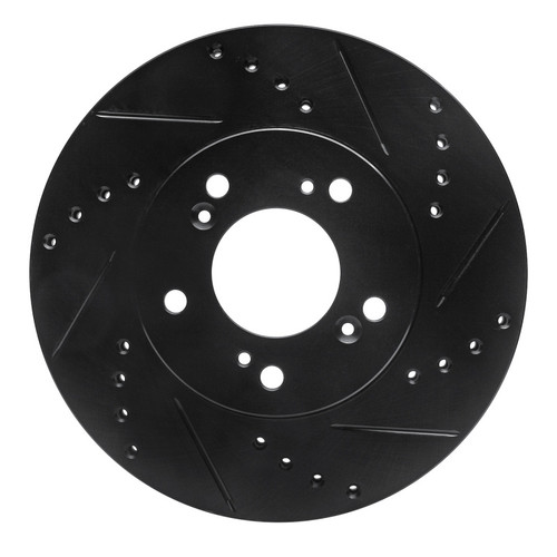 R1 91-01 Acura Integra Front Right Drilled & Slotted Black Brake Rotor