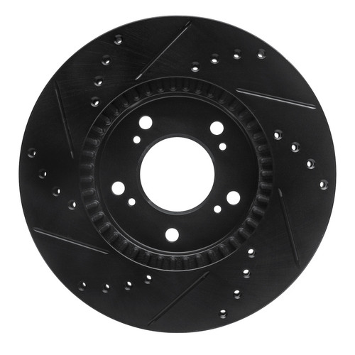 R1 91-01 Acura Integra Front Right Drilled & Slotted Black Brake Rotor