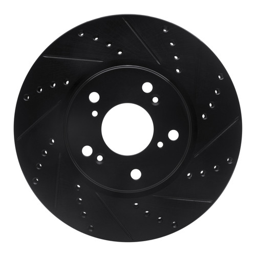 R1 13-22 Honda Accord Coupe Front Right Drilled & Slotted Black Brake Rotor