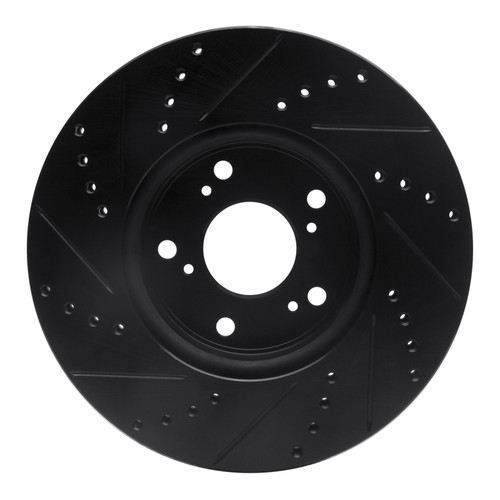 R1 13-22 Honda Accord Coupe Front Right Drilled & Slotted Black Brake Rotor