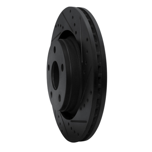 R1 12-18 Jeep Wrangler Front Right Drilled & Slotted Black Brake Rotor