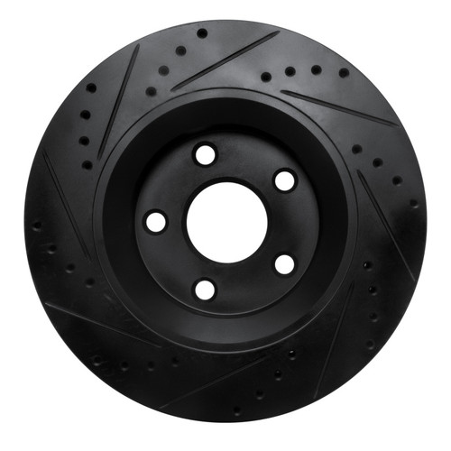 R1 12-18 Jeep Wrangler Front Right Drilled & Slotted Black Brake Rotor