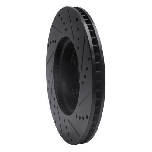 R1 13-22 Honda Accord Coupe Front Left Drilled & Slotted Black Brake Rotor