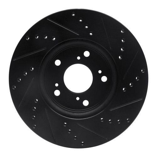 R1 13-22 Honda Accord Coupe Front Left Drilled & Slotted Black Brake Rotor
