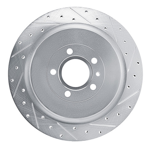 R1 13-14 Ford Mustang Rear Right Drilled & Slotted Silver Brake Rotor
