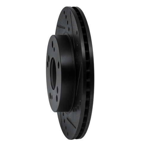 R1 12-15 Acura ILX Front Right Drilled & Slotted Black Brake Rotor