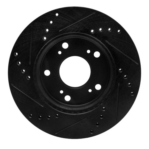 R1 12-15 Acura ILX Front Right Drilled & Slotted Black Brake Rotor