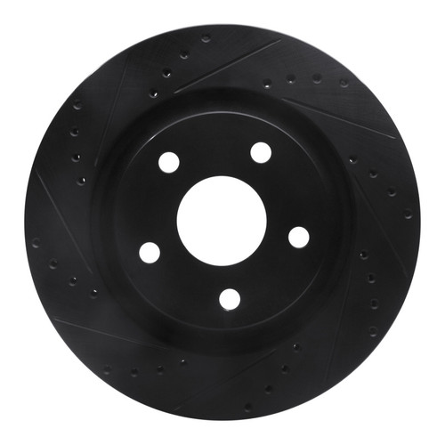 R1 12-18 Jeep Wrangler Front Left Drilled & Slotted Black Brake Rotor
