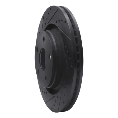 R1 12-18 Jeep Wrangler Front Left Drilled & Slotted Black Brake Rotor