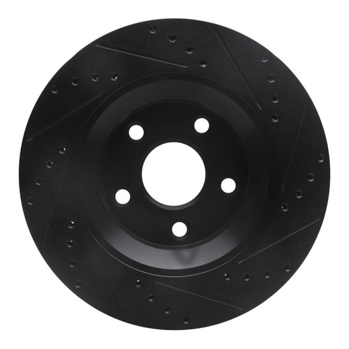 R1 12-18 Jeep Wrangler Front Left Drilled & Slotted Black Brake Rotor
