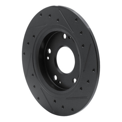 R1 11-15 Honda CR-Z Rear Left Drilled & Slotted Black Brake Rotor