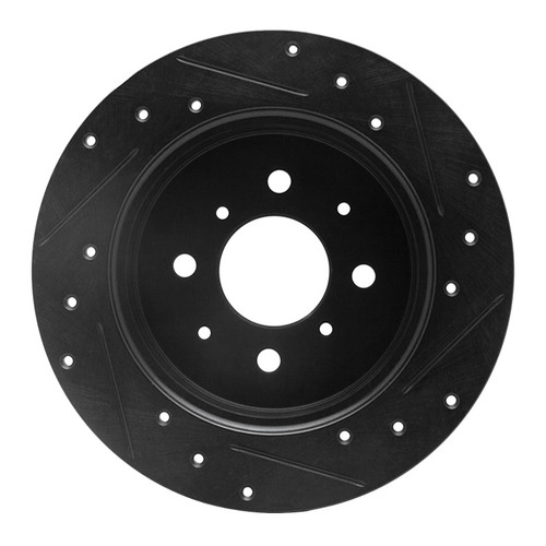 R1 01-05 Acura EL Rear Left Drilled & Slotted Black Brake Rotor