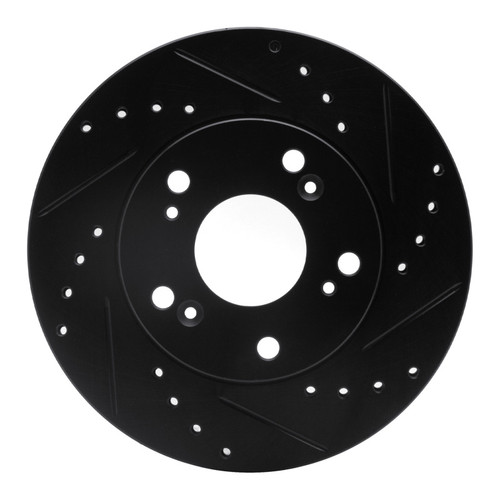 R1 02-15 Acura RSX Front Right Drilled & Slotted Black Brake Rotor