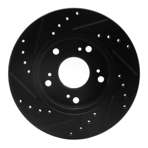 R1 02-15 Acura RSX Front Right Drilled & Slotted Black Brake Rotor