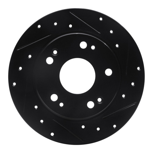 R1 03-08 Acura TSX Rear Right Drilled & Slotted Black Brake Rotor