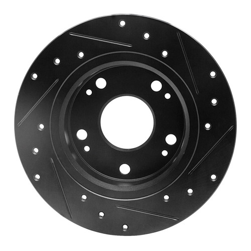 R1 03-08 Acura TSX Rear Left Drilled & Slotted Black Brake Rotor