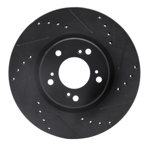 R1 00-09 Honda S2000 Front Right Drilled & Slotted Black Brake Rotor