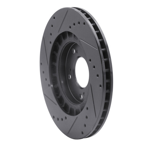 R1 00-09 Honda S2000 Front Right Drilled & Slotted Black Brake Rotor