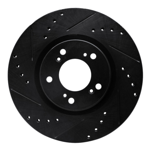 R1 00-09 Honda S2000 Front Left Drilled & Slotted Black Brake Rotor